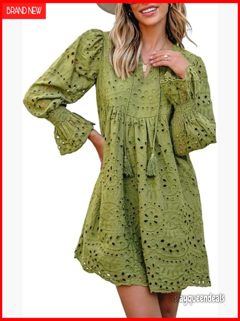 Boho Tassel Lace Dress Long Sleeve A-Line Ruffle Party Dress